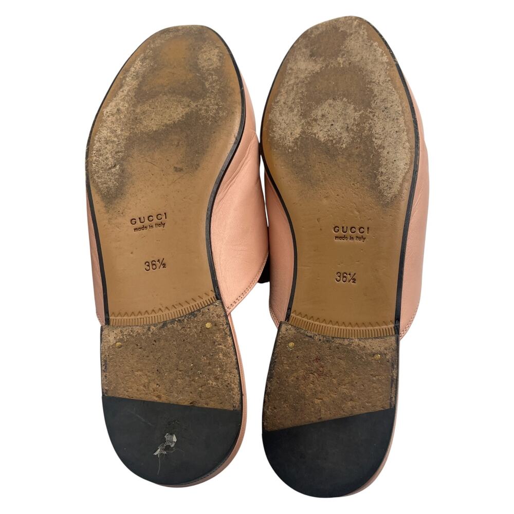 Gucci Princetown Horsebit Leather Slip On Flats Mules Light Pink Size 36.5 / 6.5 - Picture 8 of 11